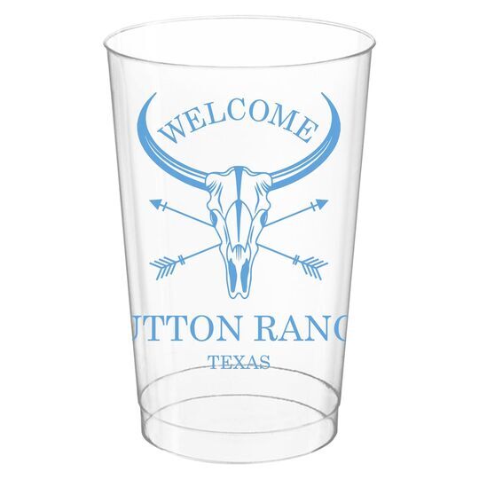 Longhorn Skull with Arrows Clear Plastic Cups